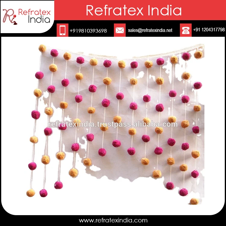 Supplier Of  Pom Pom Fringe DECORATIVE POM POM FRINGE, TRIMS FOR CUSHION COVERS, BAGS With Best Quality and Low Price