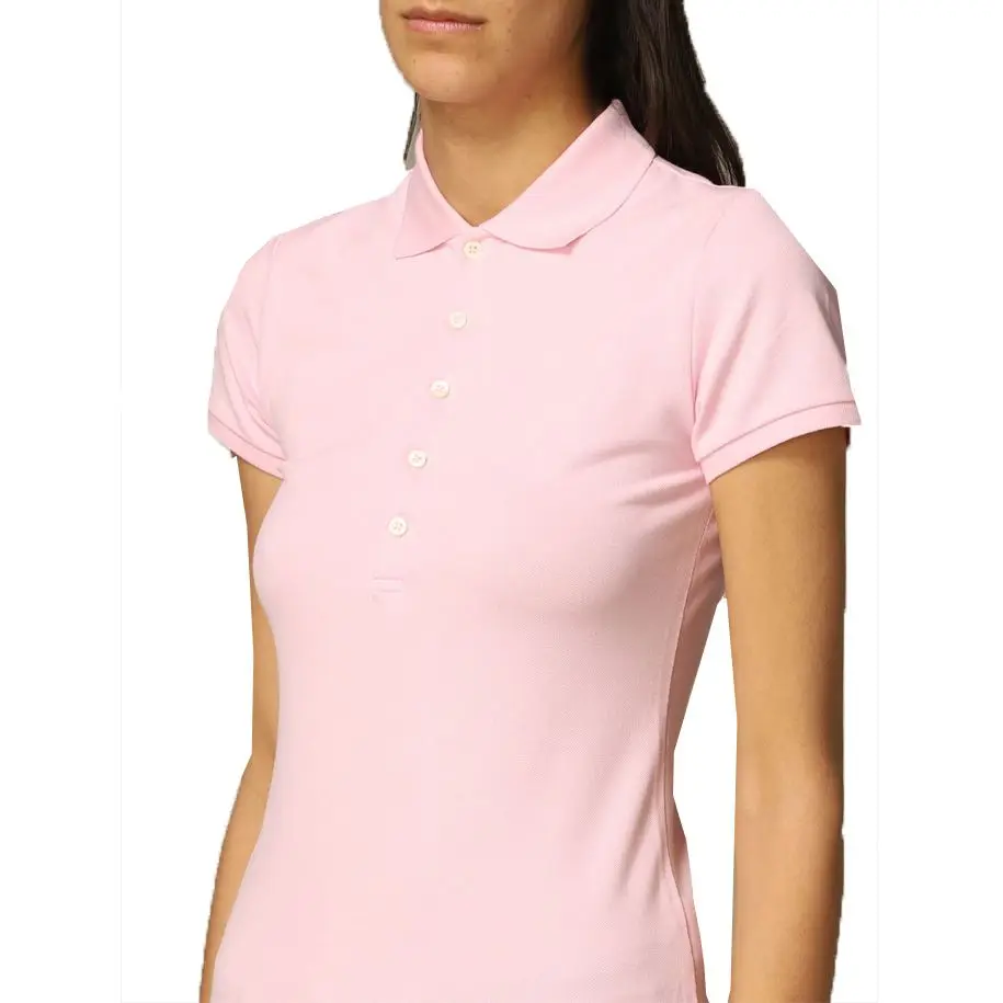  Повседневная одежда рубашки для гольфа женщин в детском стиле розовый цвет рукава до локтя с личным логотипом