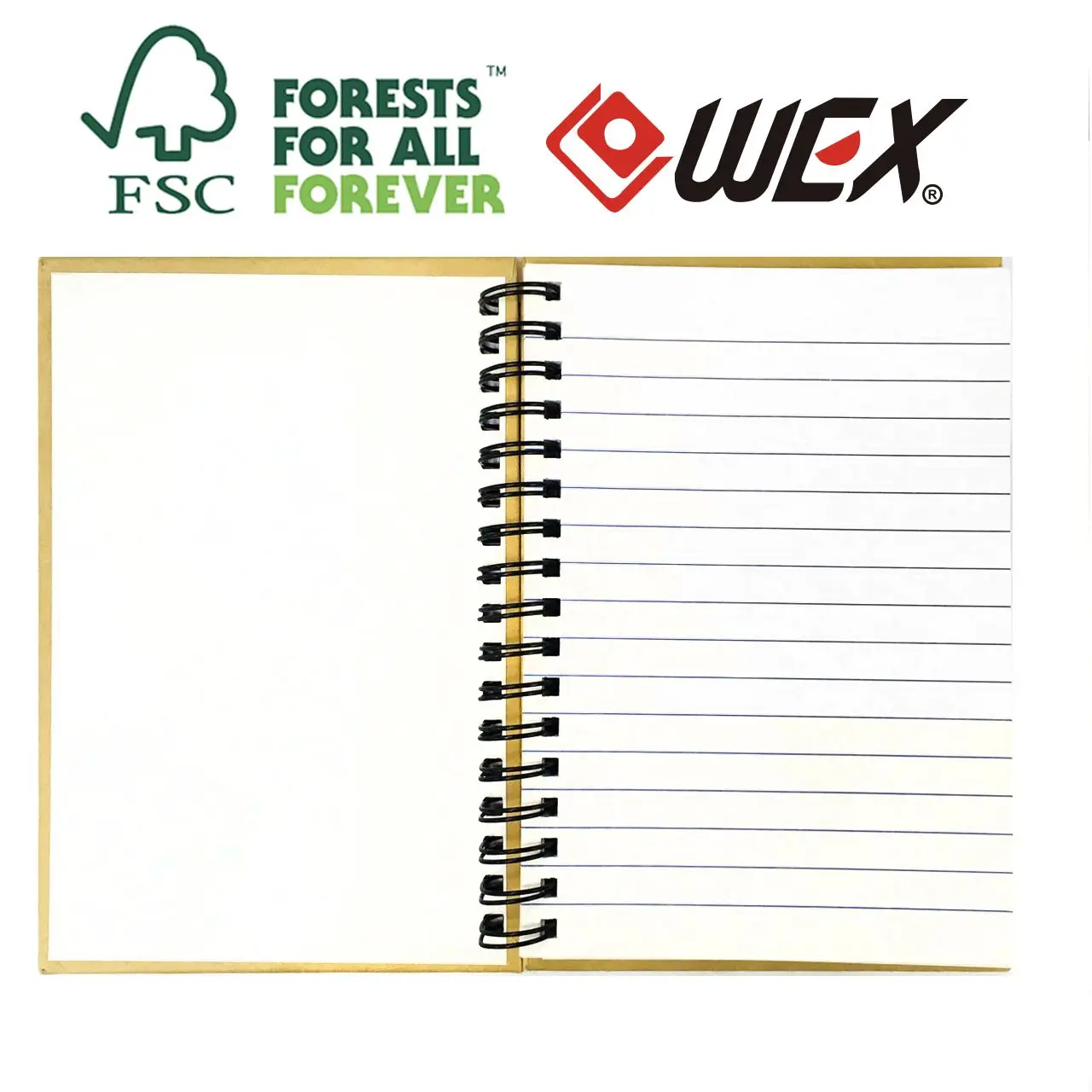 
Eco-friendly Promotional FSC Natural Color Hardcover 200 Pages 70 gsm Letter/A4 Spiral Notebook 