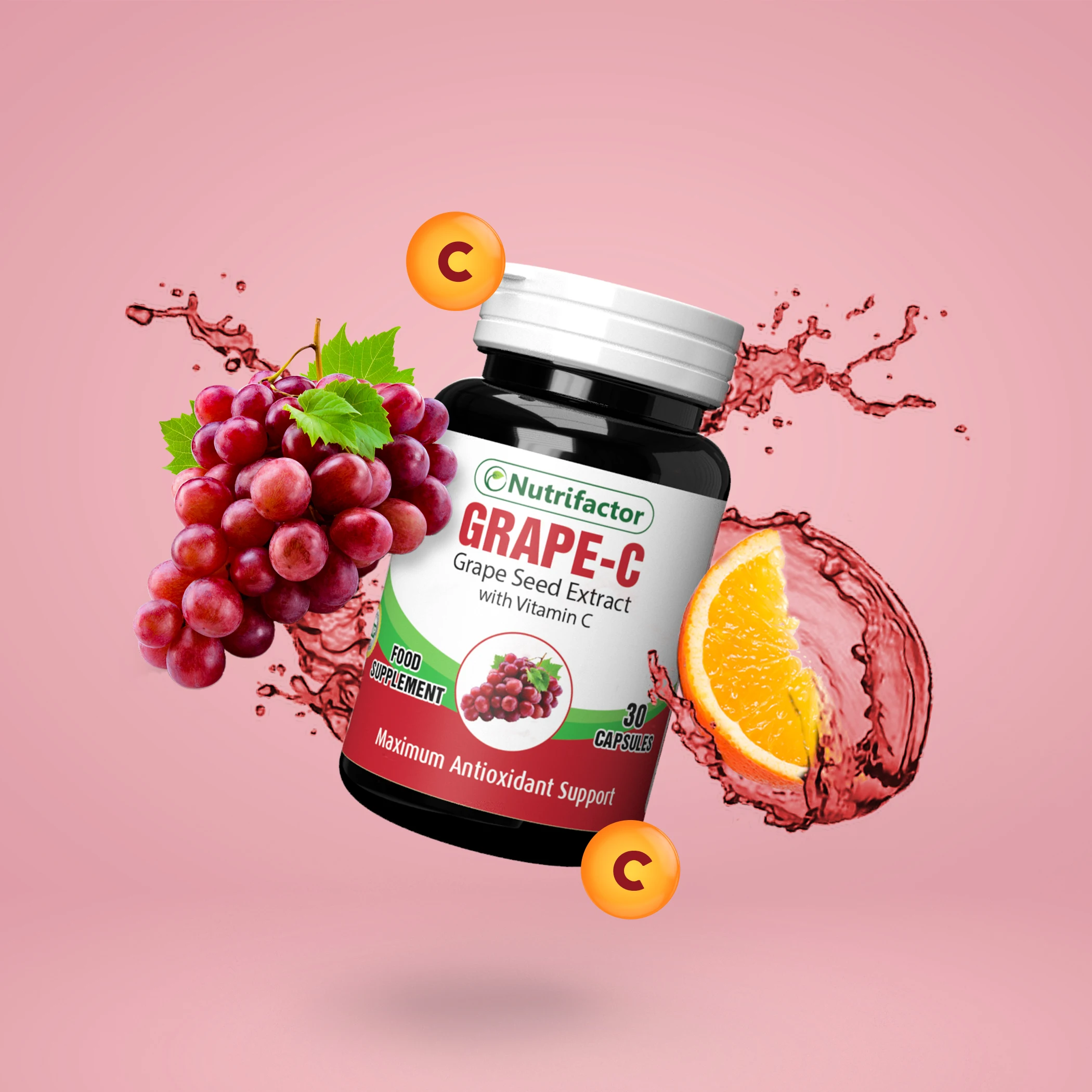 
Grape-C Antioxidant Support Best for Immune System Skin Health Vitamin-C & Grape Seed Extract Joint Support Premature Aging Skin 