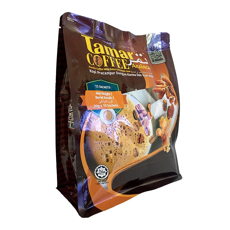 
Premium Quality Tamar Arabica Coffee with Dates and Arabic Gum Instant Coffee Premix Sachets 