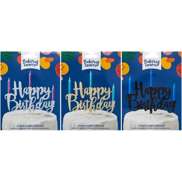 
Happy Birthday Candle Holder 12/PKG Cake Decoration pic,plac,layon 