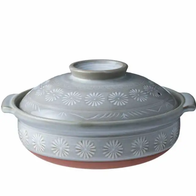 Banko ware IH compatible clay pot Hana Mishima plate type 100V 200V compatible made in Japan