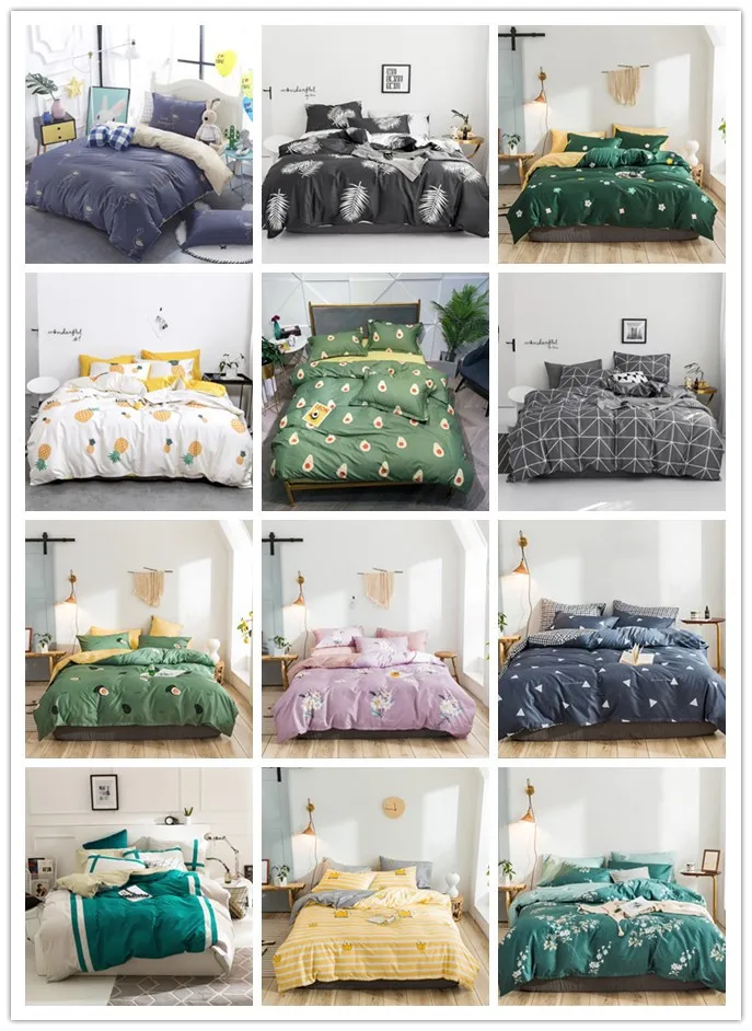 Factory Direct Wholesale Bedding Set 100% Cotton Duvet Cover Bedsheet Set Adult Woven 40 Customization Modern Solid Printed