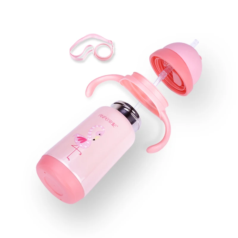 
300ml Factory selling 304 stainless steel vacuum insulated outdoor portable baby straw cup 