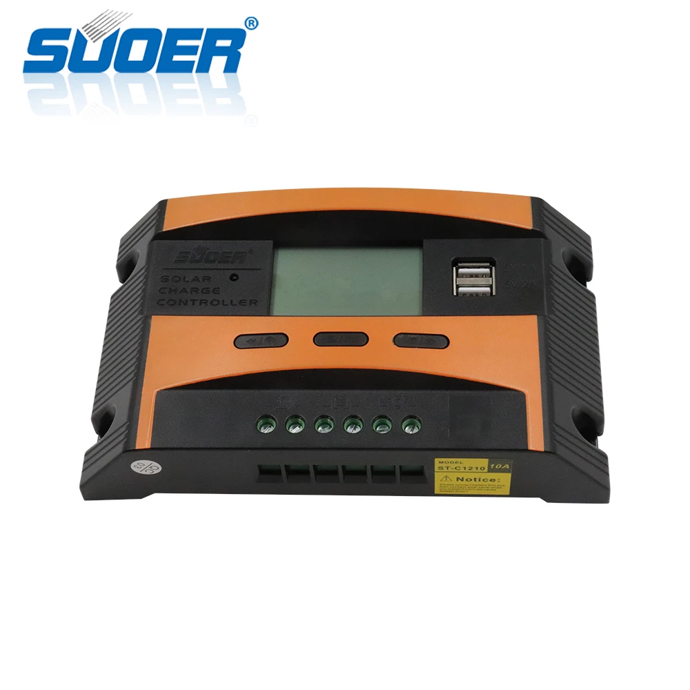 Suoer 12V 10A Price Smart Solar Power System Panel Charge Controller With Two Interfaces