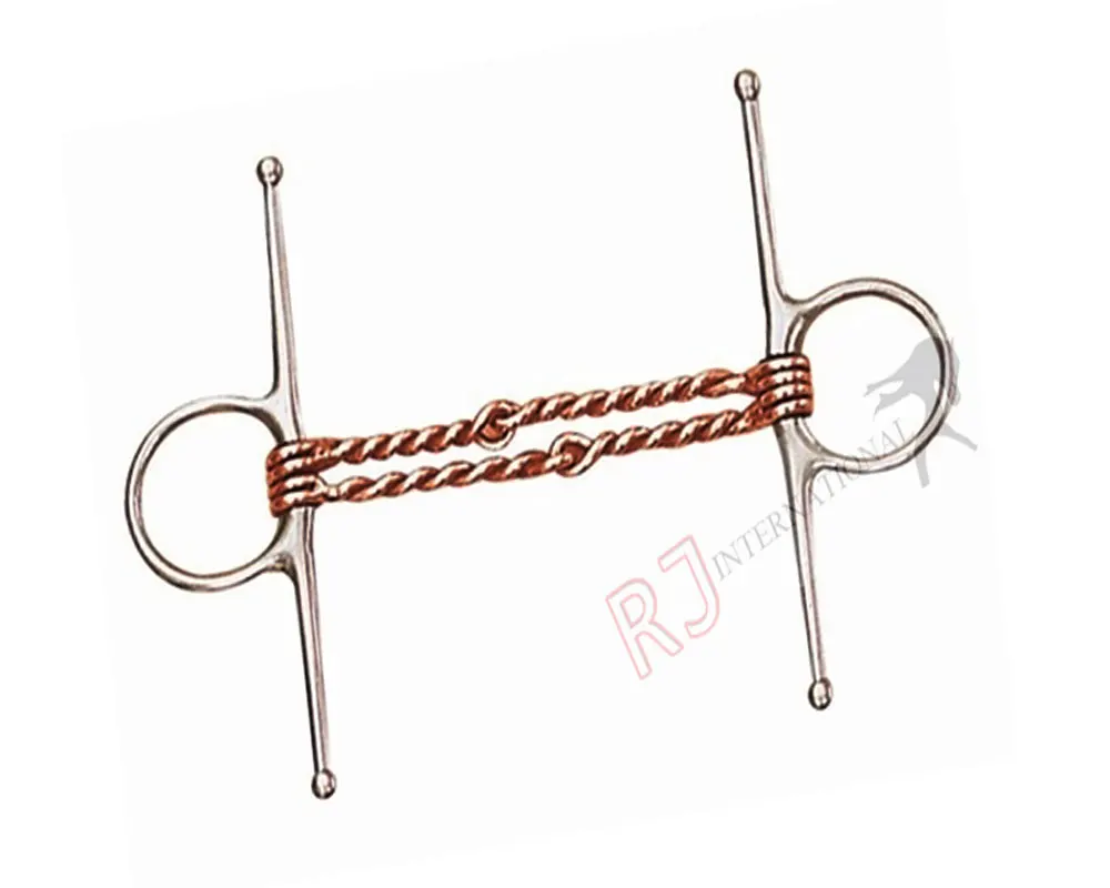 Custom Logo NEW Horse Tack by Riaz Jamal Intel Stainless Steel Full Cheek Snaffle Bit with Western Style Wire Twist Mouth