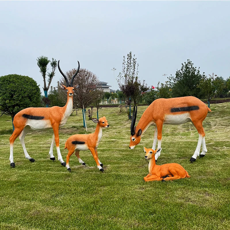 Custom contemporary art wildlife life size fiberglass gazelle statue