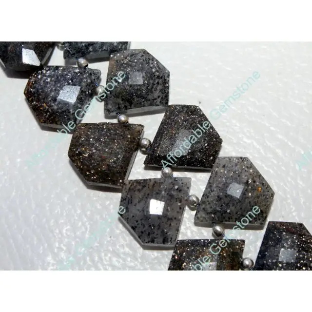 Natural Black Sunstone Diamond Shape Gemstone Top Drilled Gemstones Polished gems Jewelry making Stone 15x15 MM