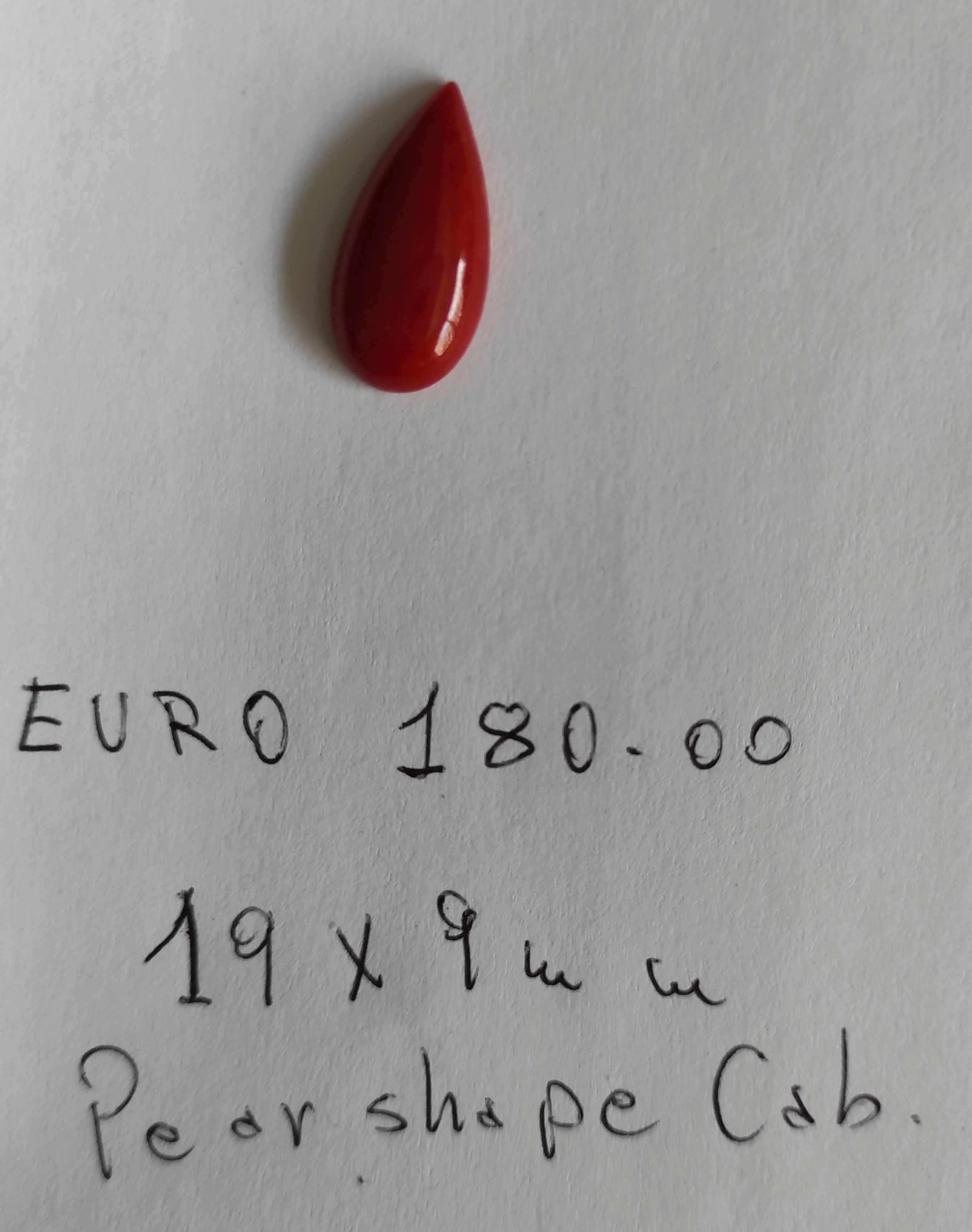 Loose Genuine Red Coral gemstone  Drop Pear shape Oval Cabochon Extra Quality Mediterranean Sea Corallium Rubrum No Cites listed
