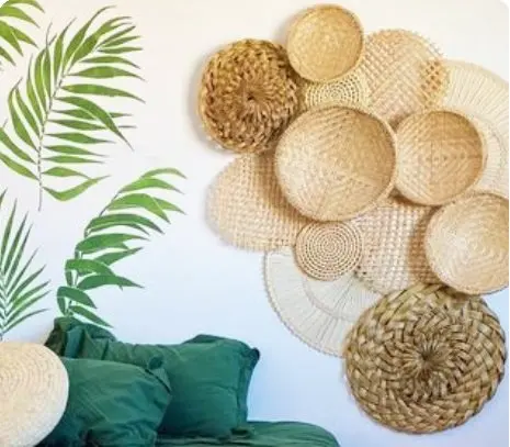 Vietnamese plate wholesale bamboo wall art bamboo decor plate bamboo wall decoration in many shapes, sizes, patterns & colours