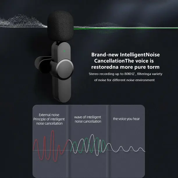 Беспроводной петличный микрофон с двумя головками для прямой трансляции видео в YouTube Facebook