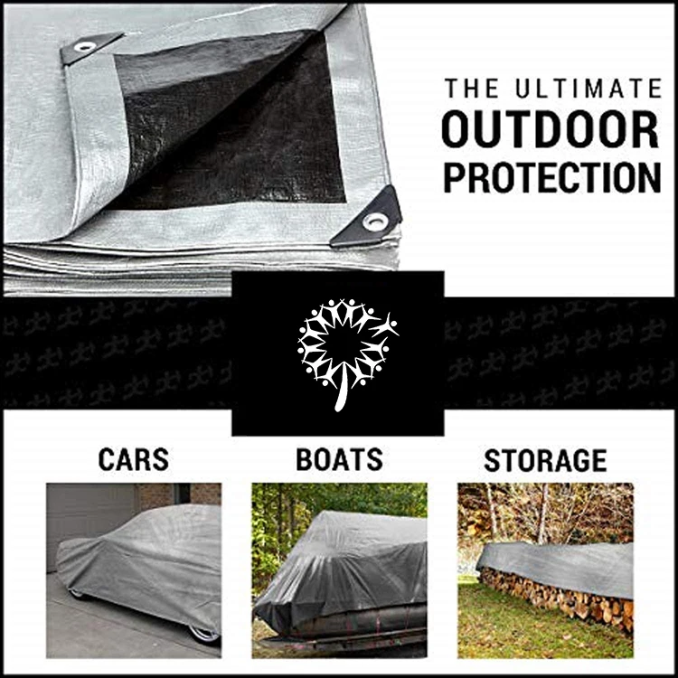 Custom Super Heavy Duty Brown Poly Tarp Cover Thick PE Waterproof UV Resistant Tarpaulin with Grommets