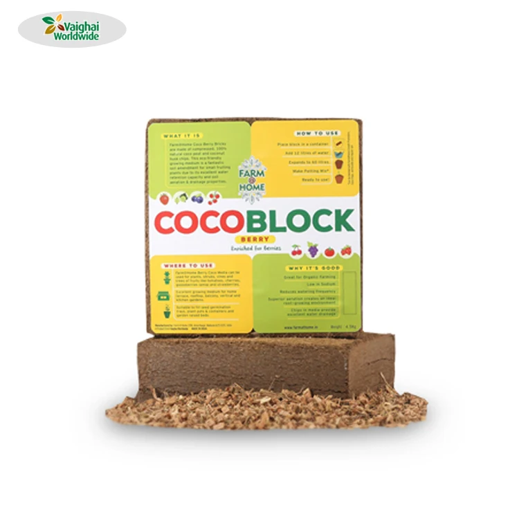 Top Grade Quality Biodegradable Coco Peat Coir Fiber Pith Blocks in Bulk