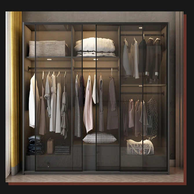 System Ajastable walkin wardrobe Cloakroom Melamine Wardrobe Style Bedroom Aluminum Modern Bedroom Furniture Home Furniture