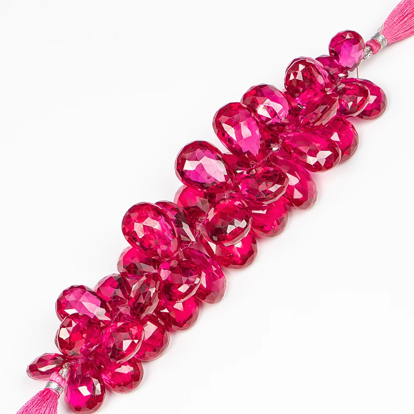 Высокое качество кубический цирконий рубин граненые бусины в форме груши CZ рубины драгоценные камни оптом