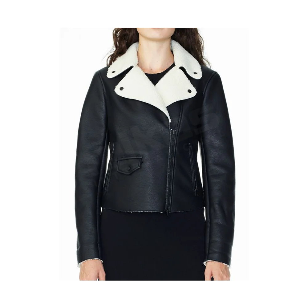 Wholesale Custom Team Ladies Fashion Coat Cropped Faux Leather Moto Waterproof Women Jacket