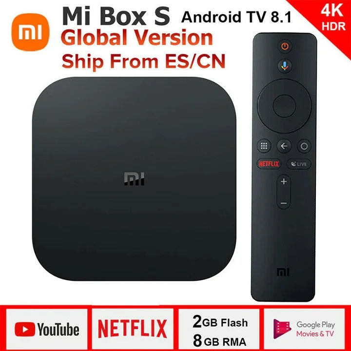 Authentic Mi Box S Android TV with Assistant Remote Streaming Device