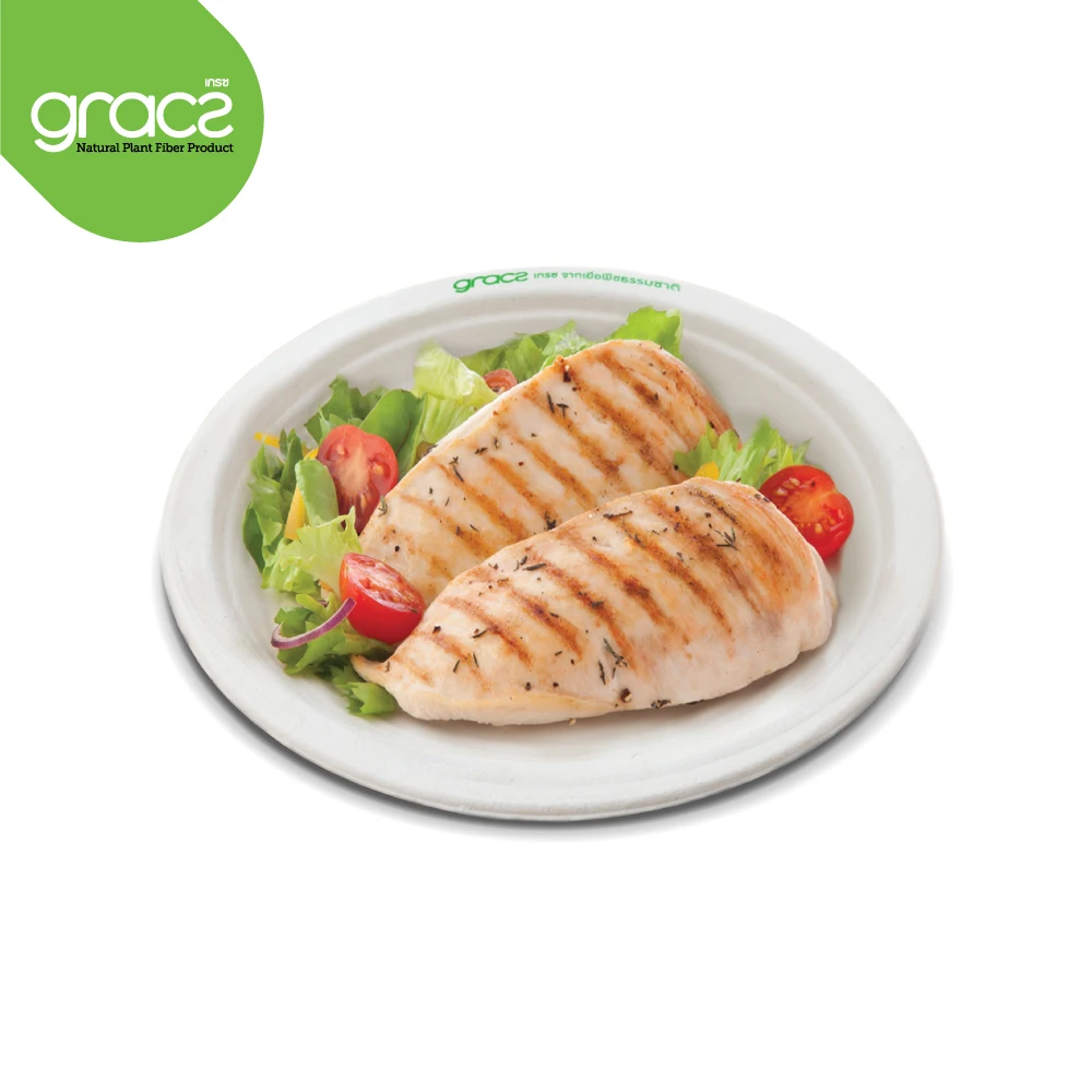 Gracz P013 австралийская тарелка 9 дюймов пищевые контейнеры бумага из сахарного тростника упаковка компост Таиланда