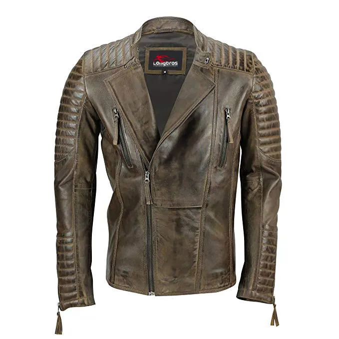 High Quality Men Motorbike Leather jacket Wholesale OEM Service