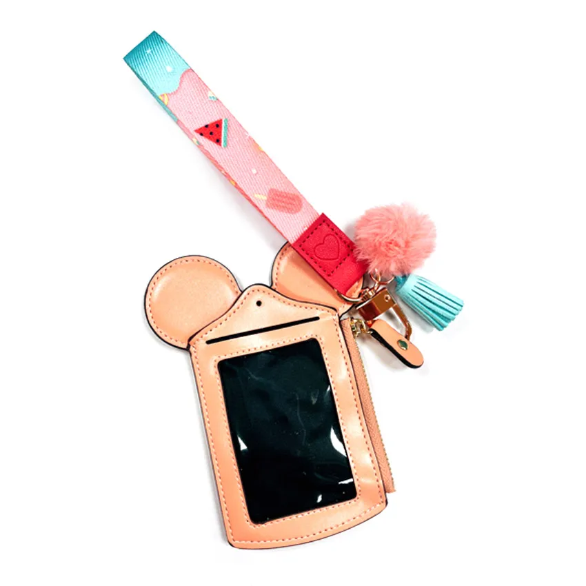 Оптовая продажа, милый брелок из полиэстера с меховым шариком, с логотипом на заказ