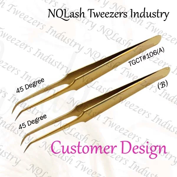 Eyelash Tweezers Russian Volume Extension Tweezers  High Quality Titanium Gold Color  Stainless Steel Private label NQLASH