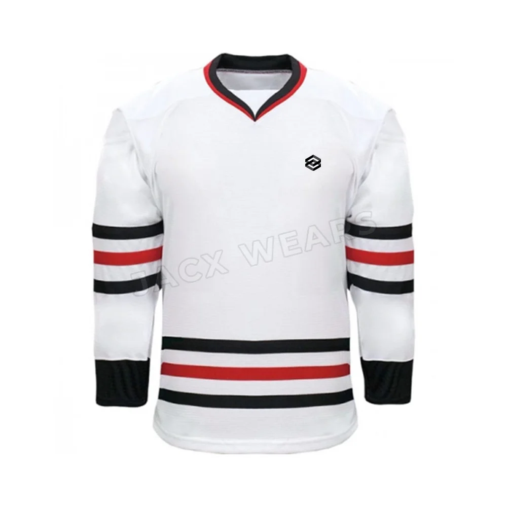 Adult Sublimation Custom V Neck& Long Sleeve Ice Hockey Jersey Hockey Shirts