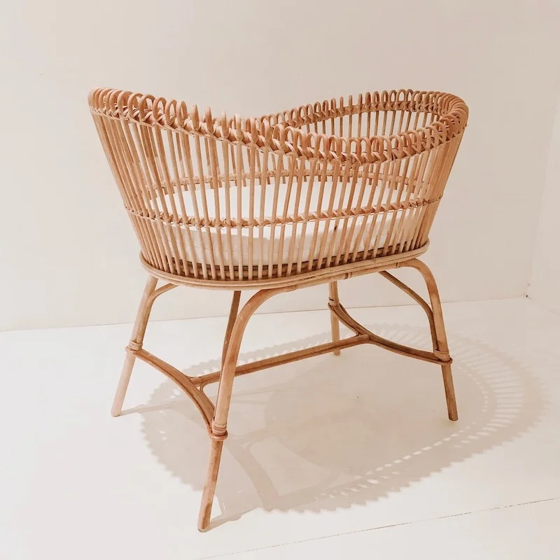 Wholesale Rattan Crib; Natural Wicker Baby Crib; Sleeping Bed Rattan bassinet for infants from Vietnam/ SISU/ RFK-502