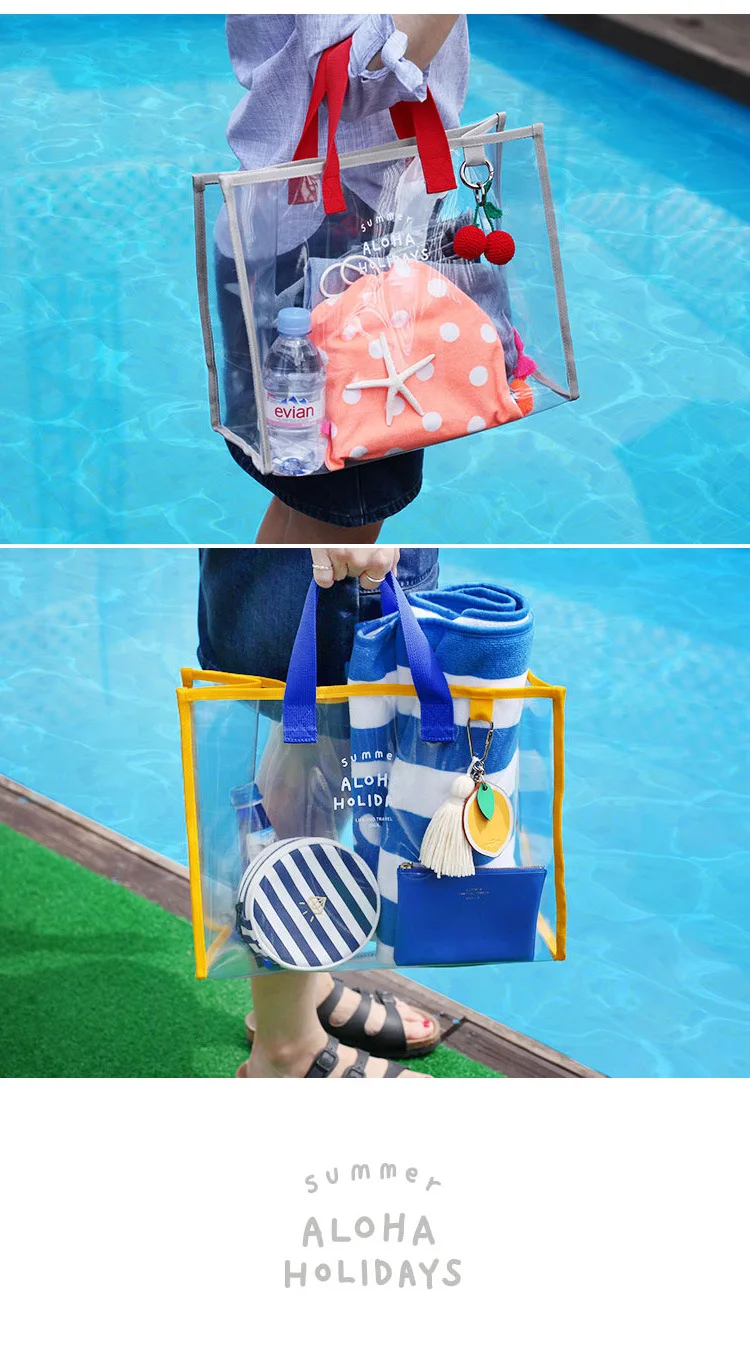 Big Capacity Beach Bag,Lady Clear PVC Shoulder Bag,Summer clear PVC beach bag