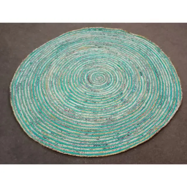Handmade Cotton Chindi Area Round Rug Hand Braided Multi-color Cotton Area Rugs Ethnic Rug Area