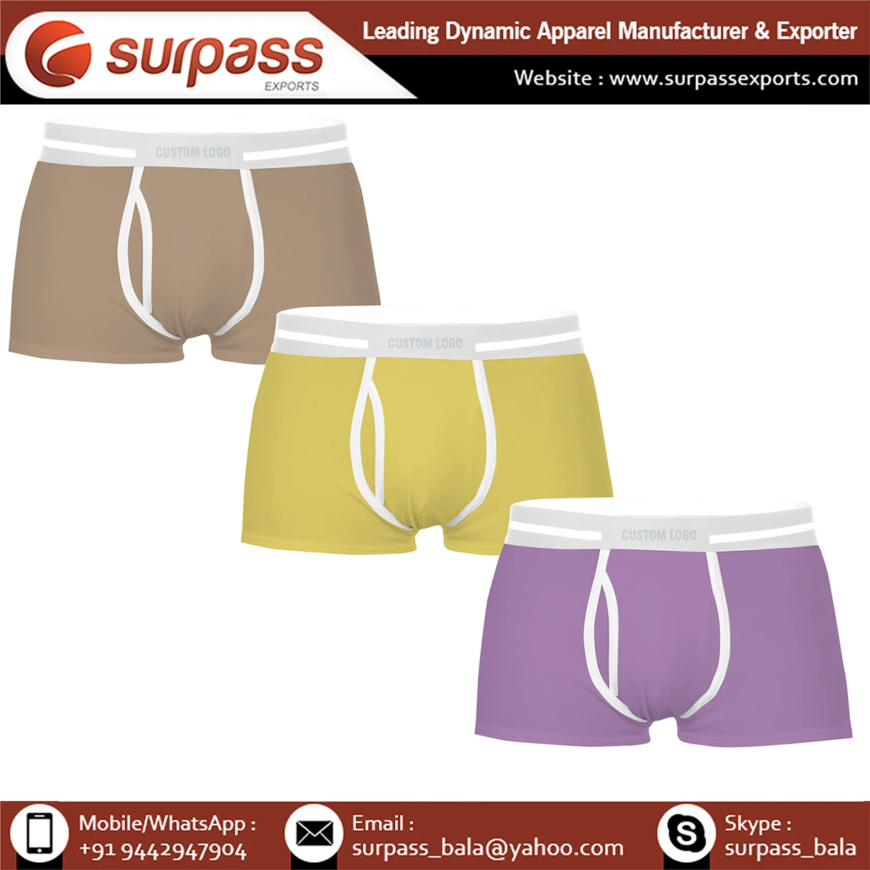 Customized design available in men boxer underwear shorts