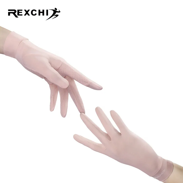 Женские кружевные перчатки REXCHI XG48 летние солнцезащитные для вождения из ледяного шелка с защитой от УФ излучения сенсорного