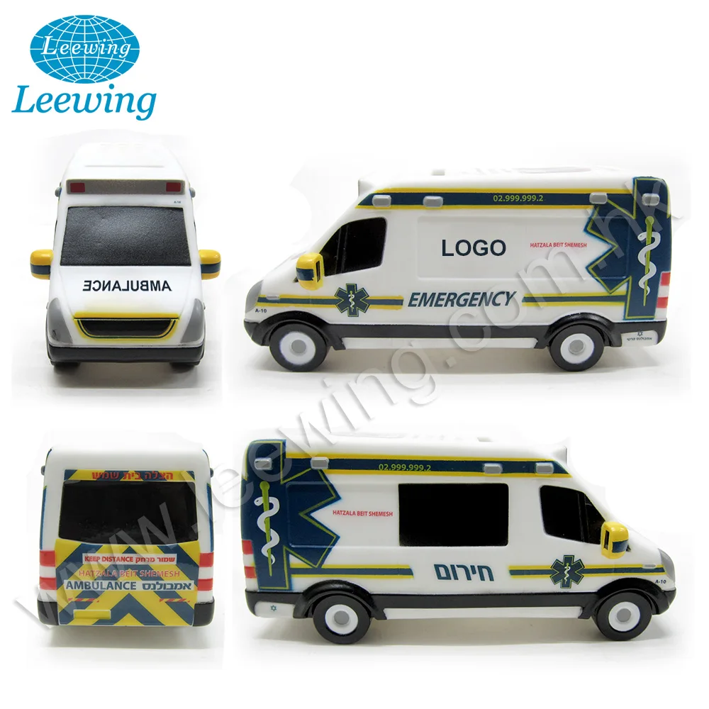 Customized Vinyl Car Shape Coin Bank Money Box Ambulance Car Toys