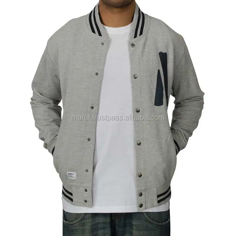 Baseball 2022 Heather Grey Youth Games Cotton Fleece Heavy Slim Fit Men Varsity Letterman Jacket