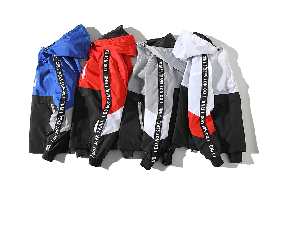 
 Куртка мужская с капюшоном, пуловер в стиле пэчворк, колор блок, модный спортивный костюм, повседневное пальто, уличная одежда в стиле хип-хоп, 2020  