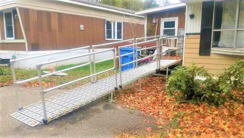 Revolutionary New Version Roll-A-Ramp Modular Ramp System 30 Inch Wide Two Sides Handrail Straight-End Structurally Strong