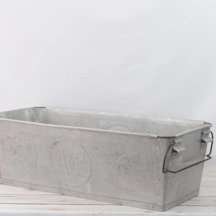 Vintage Grocery Galvanized Metal Banana Box Grocery Bin Handles Metal  Banana Boat  Produce