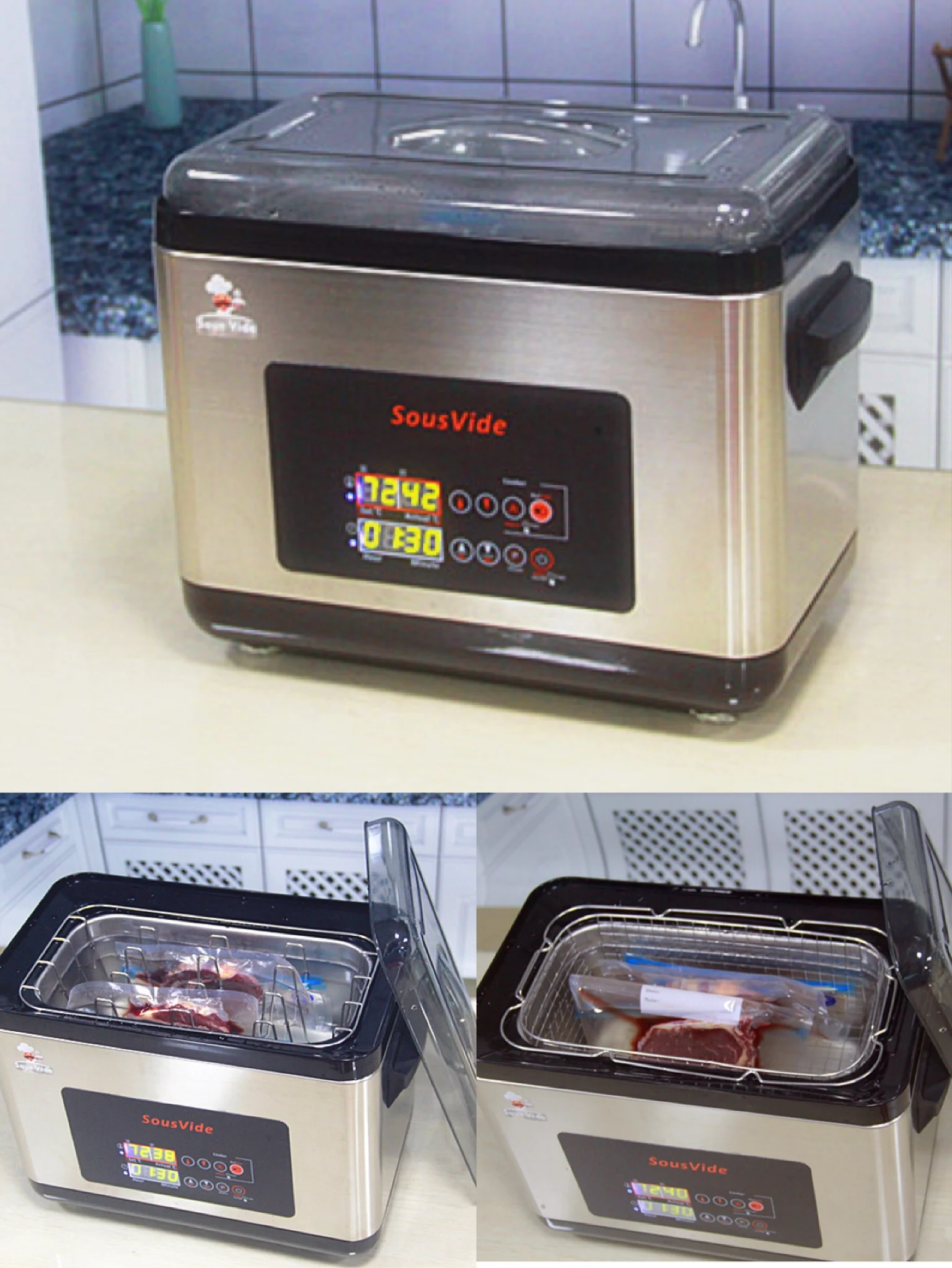  Basket and Rack included stainless steel water bath all area Even-heated precise temperature control premium 6L Sous Vide