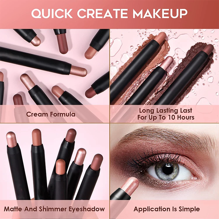 Wholesale  Personalized Eye shadow Pencil Stick Makeup eye-shadow Palette Pen Private Label