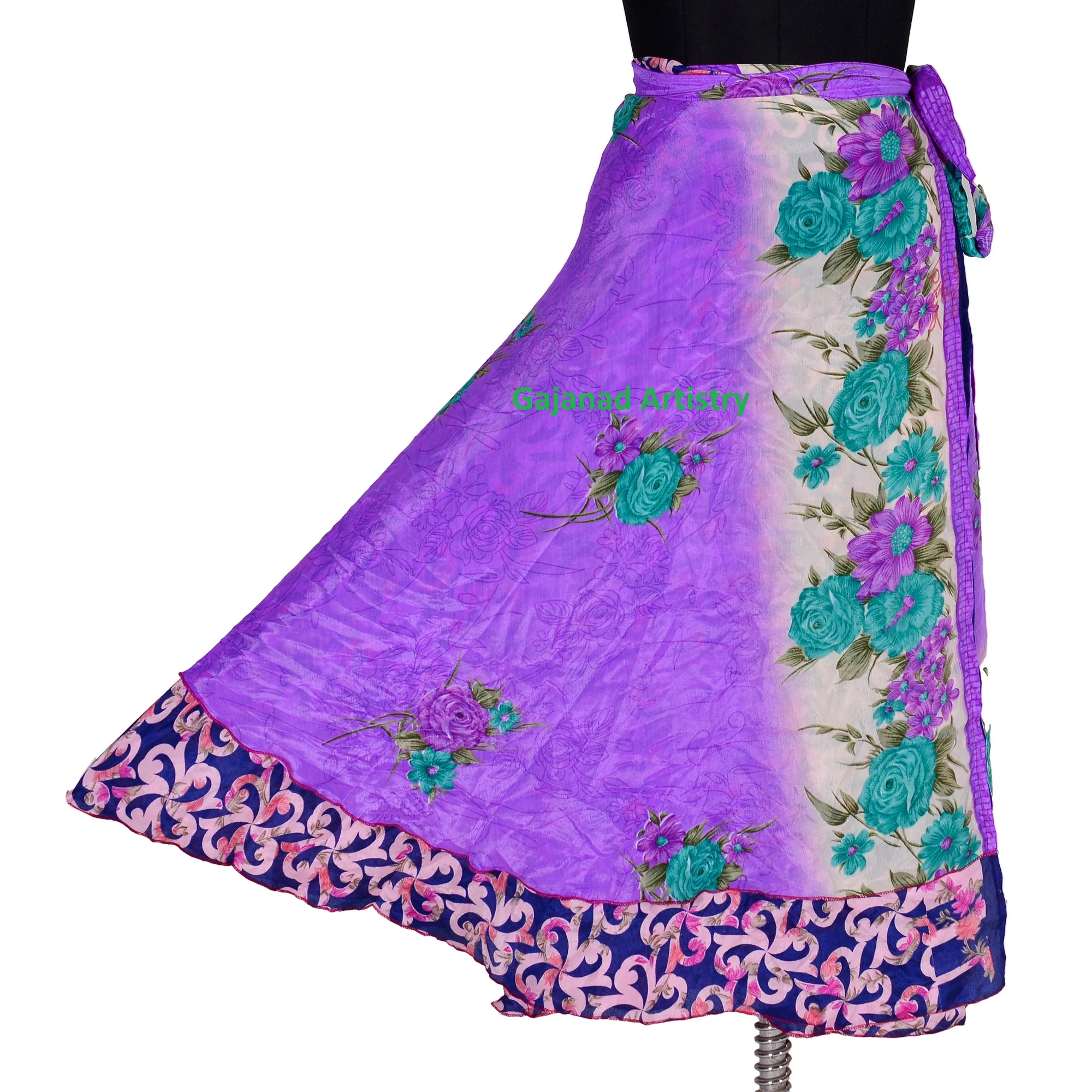 Boho Skirt Indian Silk Skirts Maxi Long Bohemian Summer Wrap Hippie Reversible Skirts For Women