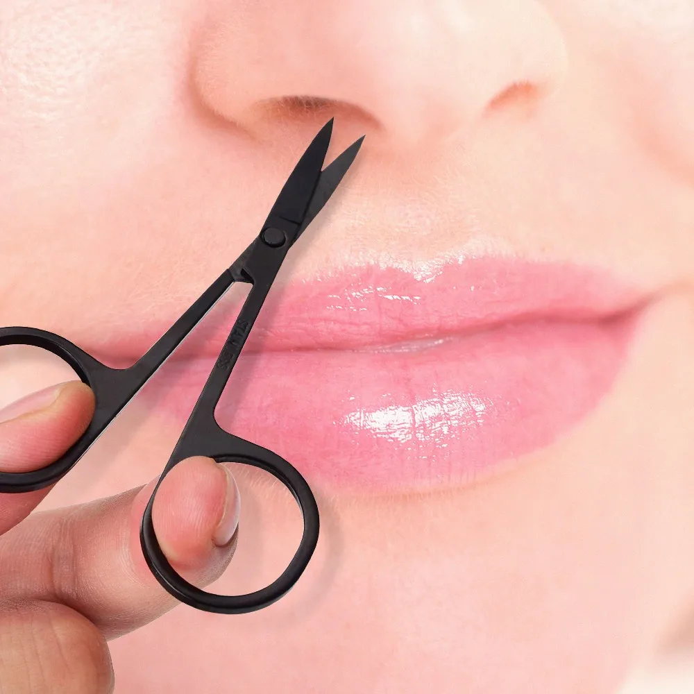  Professional Eyebrow Scissor Nose Hair Eyelash Scissors Curved Makeup Tool Stainless