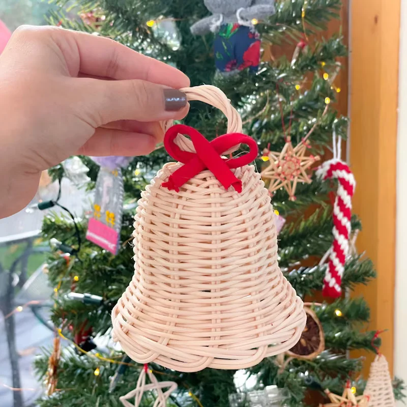 Wicker High Quality Rattan Bells Ornament, Christmas Bell Rattan DecorDecor Christmas Trees Kid Toy WHolesale