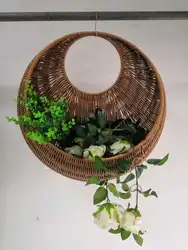 Rattan Handmade Fancy Chinese Supplier Natural Decorations Flower Hanging Basket