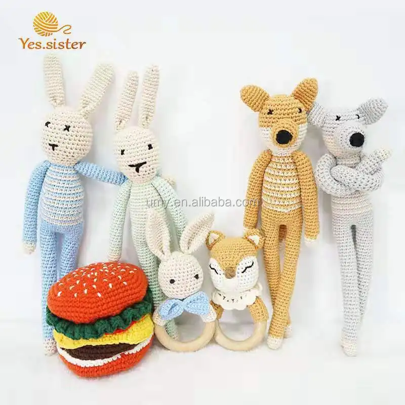 Кукла из натурального плетеного крючком лиса амигуруми, детская игрушка-кольцо для прорезывания зубов