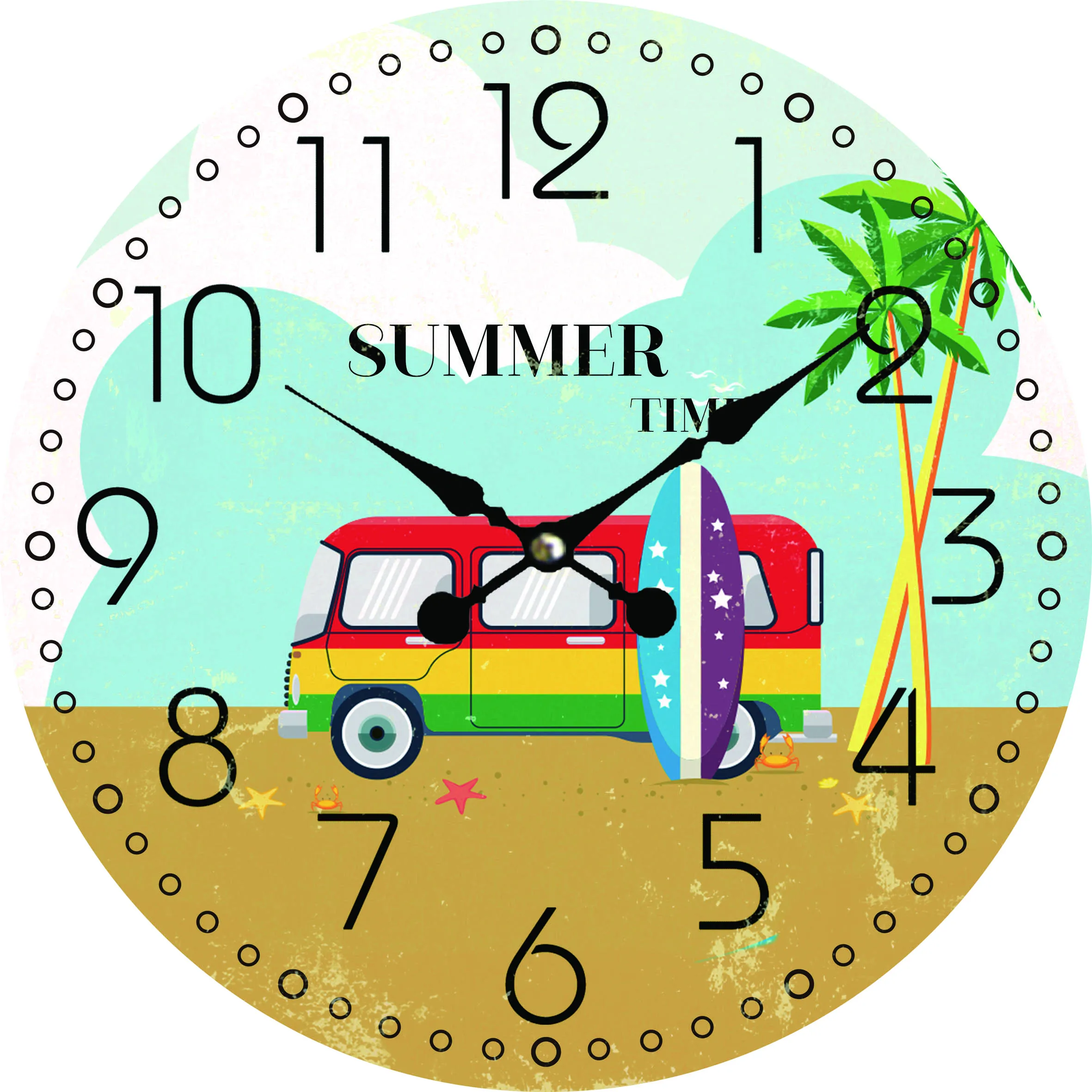ANTIQUE VINTAGE RETRO ROUND MDF WALL CLOCK
