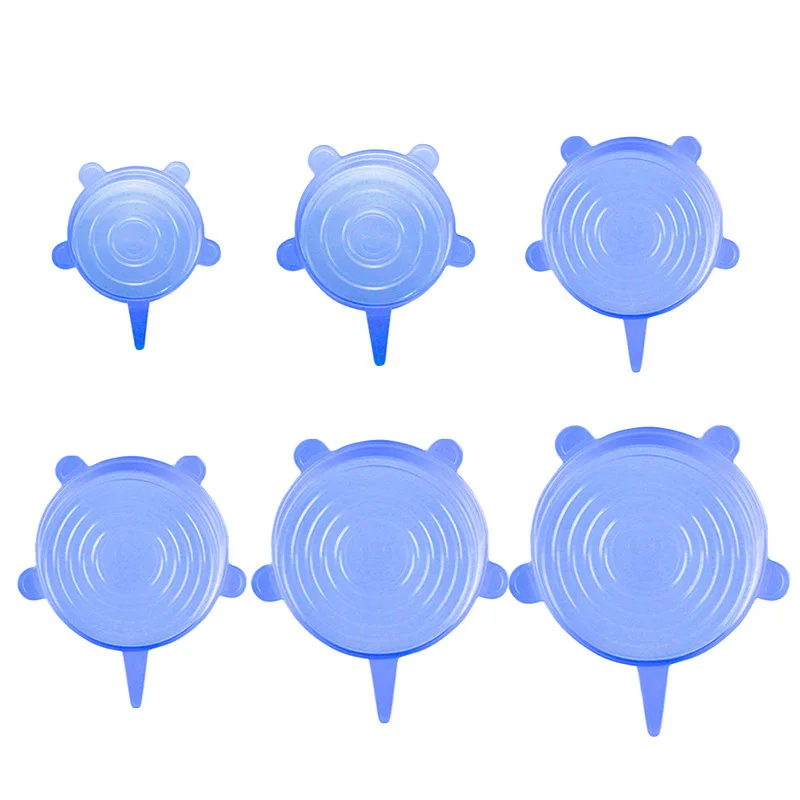 6PCS Set Platinum Silicone Lids Reusable Silicone Stretch Lids