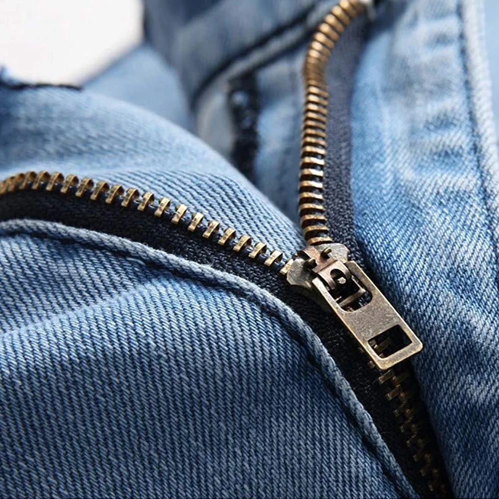 Heavyweight Vintage Acid Wash Blue Denim Pants Men Wholesale Cut Edge Stacked Jeans Flare Custom Ripped Distressed