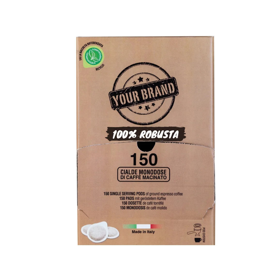 Private label high quality Robusta blend Italian ESE coffee pods 44 mm 150 pcs