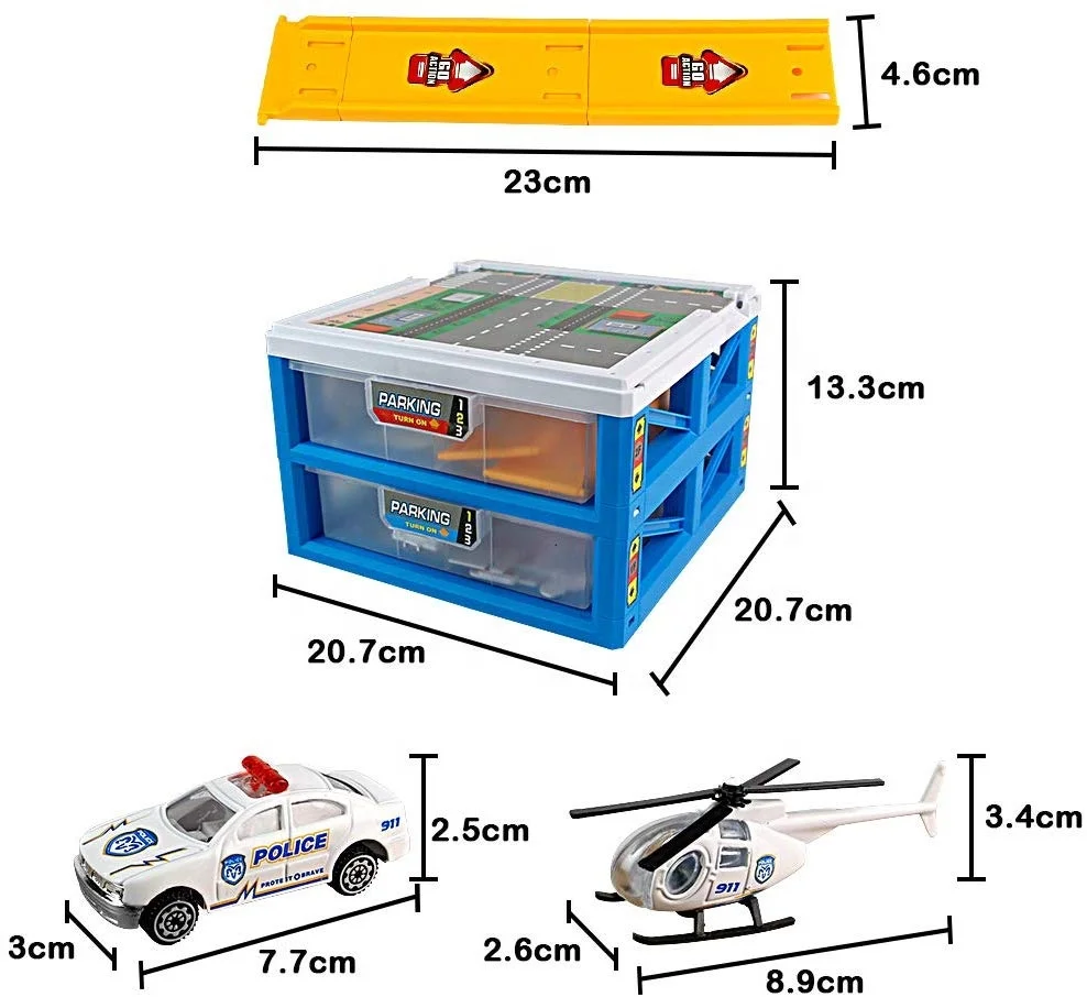 Deluxe police parking lot set toy car parking garage toys kids parking garage toy Box Gift