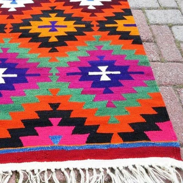 Stylish Colorful  Hand Made Living Room Bedroom Bedside Floor Area Rug Multi Uses Rug 60x90inch OEM